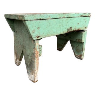 Vintage Farmhouse Wooden Step Stool Primitive For Sale