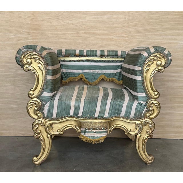 Pair of French 19th Century Rococo Revival Giltwood Armchair For Sale - Image 10 of 18