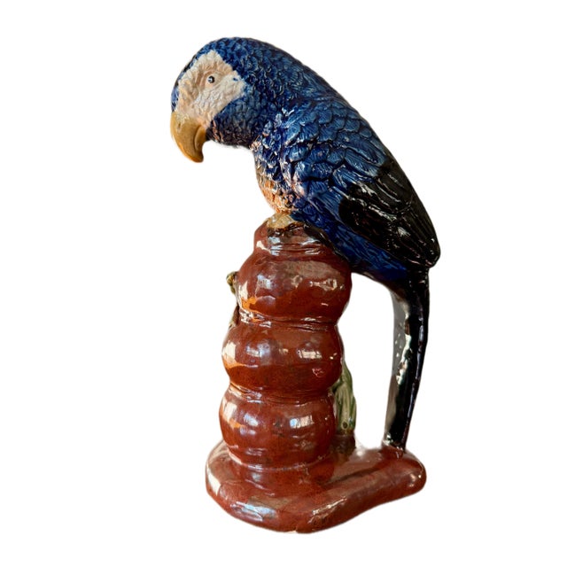 Vintage Italian Majolica Ceramic Parrot 10.5” H For Sale - Image 4 of 12
