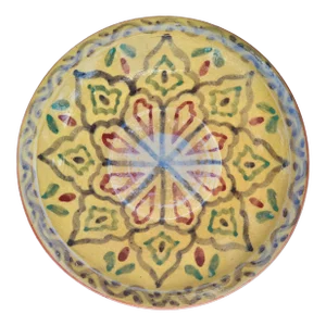 Early 20th Century Colorful Moroccan Arabesque-Patterned Ceramic Plate
