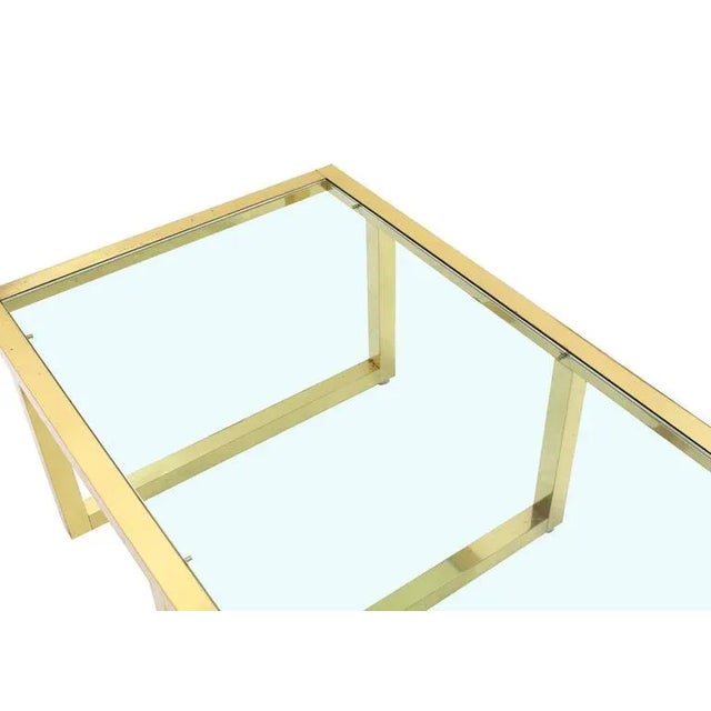 Mid 20th Century Mid-Century Modern Rectangular Brass and Glass Coffee Table For Sale - Image 5 of 9