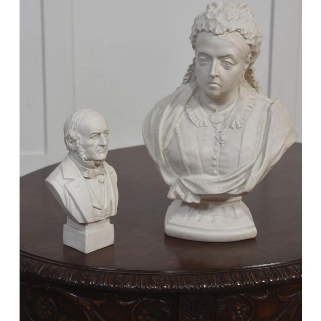 A finely modelled Parian bust depicting William Ewart Gladstone, shown in later life with a high forehead, deeply set...