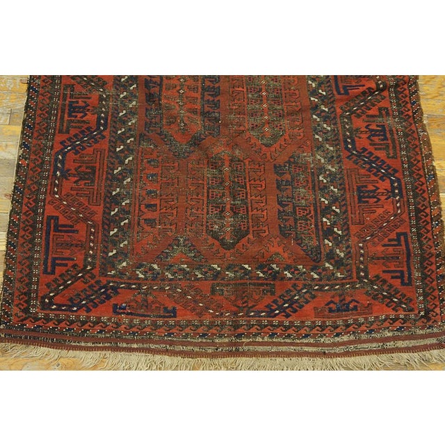 1900s Red Geometric Tribal Antique Baluch Persian Rug 4'6" X 6'8" Handknotted Wool Carpet For Sale In New York - Image 6 of 6