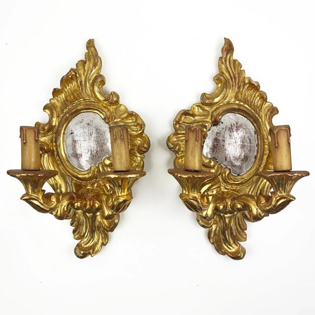 Louis XV Carved Wood Sconces, Set of 2 For Sale - Image 11 of 11