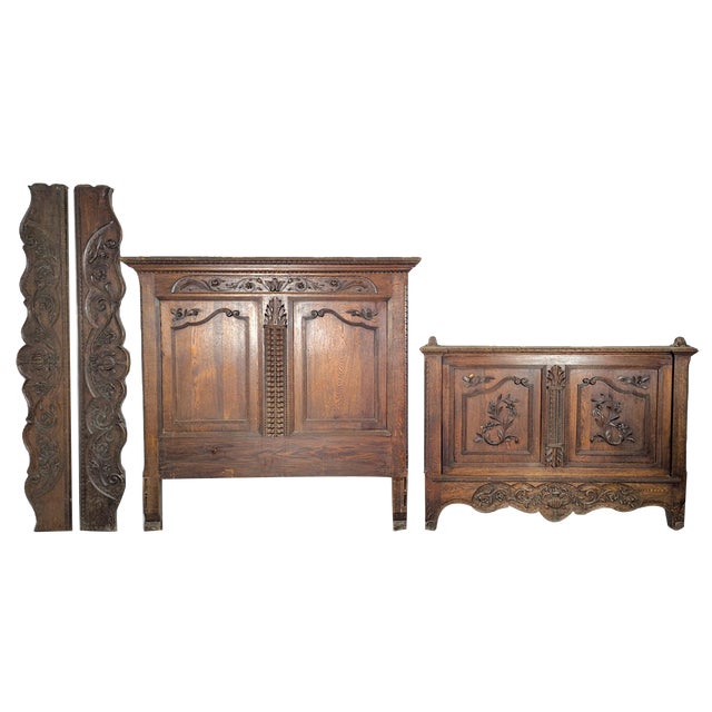 Norman Bed in Richly Carved Oak For Sale