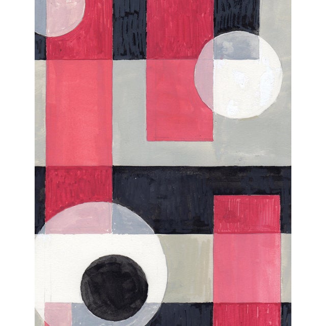 Mid-Century Modern 1980s Mathis Original Gouache Slightly Moved Centre Framed Swiss For Sale - Image 3 of 5