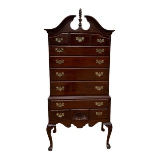 1990s Ethan Allen Georgian Court Mahogany Highboy For Sale