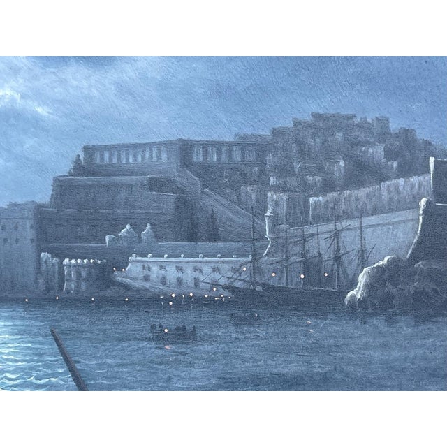 Girolamo Gianni, Valletta at Night in Malta, Gouache on Paper For Sale - Image 8 of 13