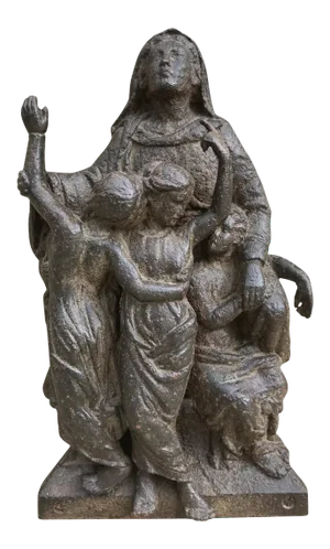 17th Century, the Martyr Saint Sophia and Her Three Daughters, Cast Iron Plaque, Italian
