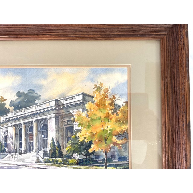 1980s L Veeder-Watercolor-Us Post Office Birmingham, Alabama For Sale - Image 4 of 7