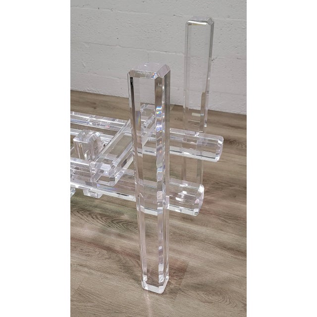 Mid-Century Modern Lucite Skyscraper Column Geometric Dining Table or Desk Base For Sale - Image 3 of 9