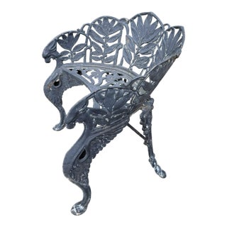 Late 19th Century Cast Iron Laurel Griffin Garden Chair For Sale