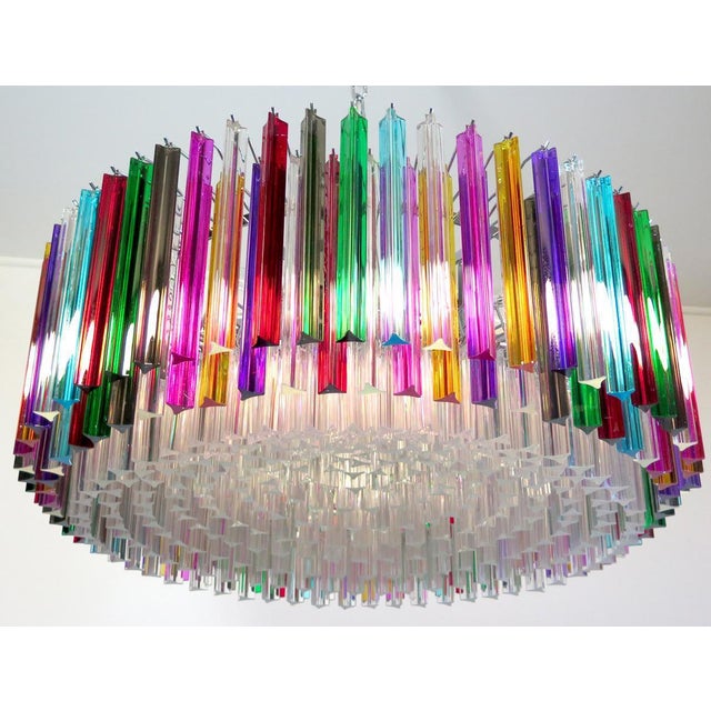 Metal Italian Triedri Murano Glass Chandelier, 1995 For Sale - Image 7 of 18