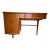 1950s Mid-Century Modern Wood Writing Desk With Custom Glass Top, Original Brass Hardware For Sale
