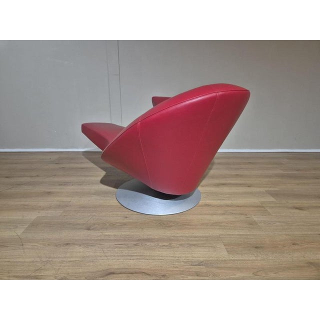 Red Set of Parabolica Armchairs in Red Leather from Leolux For Sale - Image 8 of 18