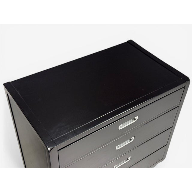 American of Martinsville, Campaign Dressers, Ebonized Wood, Chrome, Usa, 1970s For Sale - Image 11 of 14