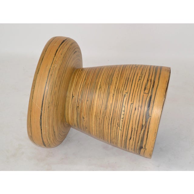Brown Vintage Bohemian Blonde Pressed Bamboo Mushroom Shaped Stool Mid-Century Modern For Sale - Image 8 of 13