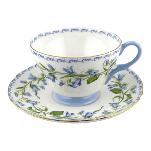 Shelley Harebell Cup and Saucer, Henley Shape, 1950s English Bone China Teacup