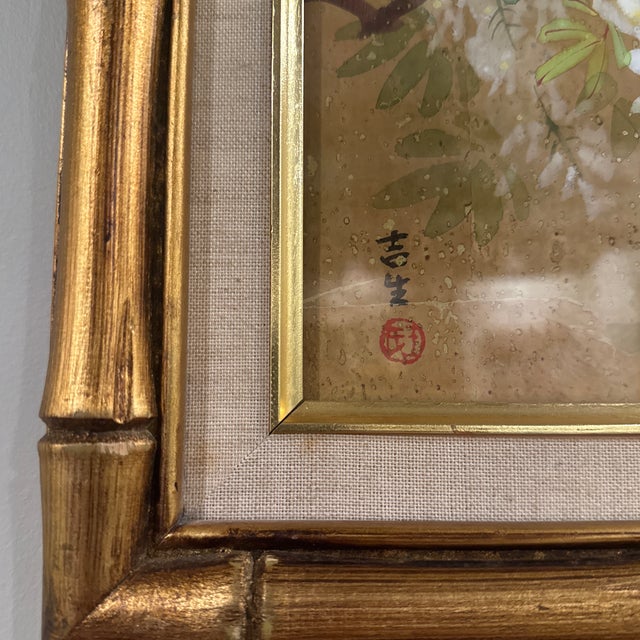 Mid 20th Century Set of 2 Vintage Chinese Paintings on Cork Paper For Sale - Image 5 of 5