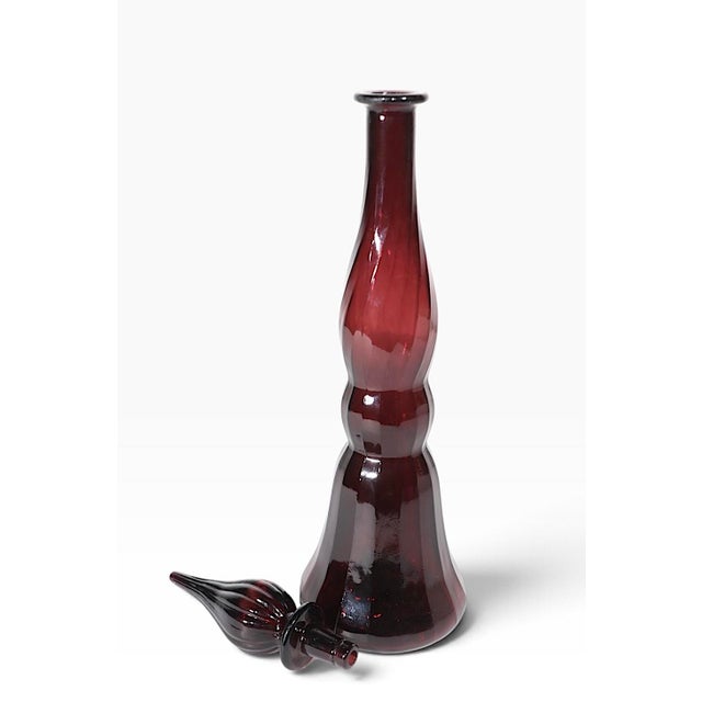 Empoli Mid Century Empoli Rossini Amethyst Glass Genie Bottle Made in Italy C 1950/60's For Sale - Image 4 of 9