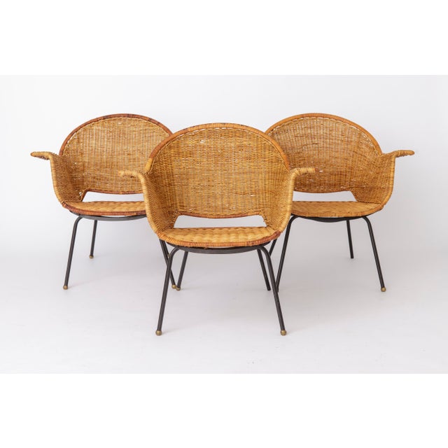 Vintage Basket Chairs by Gianfranco Legler, 1950s, Set of 3 For Sale - Image 10 of 10