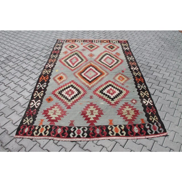 Vintage Turkish Kilim Rug - 119" X 80" For Sale - Image 11 of 11