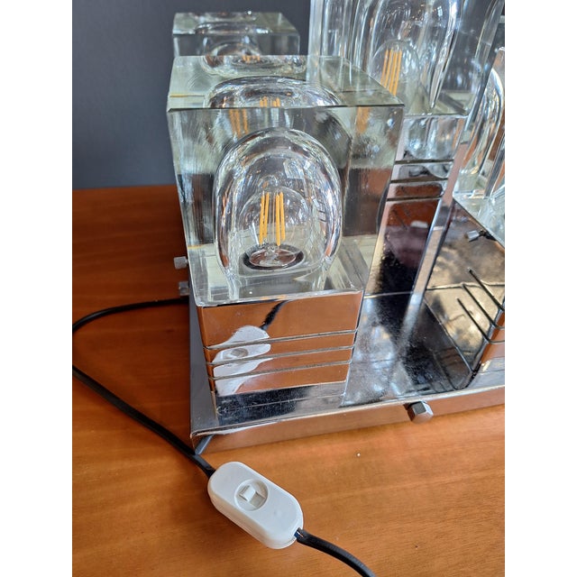 Metal Table or Ceiling Lamp in Steel and Glass in the style of Gaetano Sciolari, Italy, 1960s For Sale - Image 7 of 9