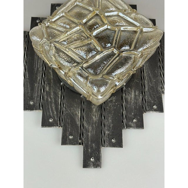 Brutalist Iron and Glass Wall Lamp, 1970s For Sale - Image 14 of 18