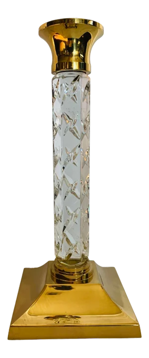 Late 20th Century Waterford Crystal & Brass "Cambridge" Pattern Candle Holder