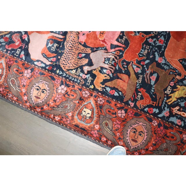 Crazy Animal Motif South Persian Pictorial Rug rug no.j4766 For Sale In New York - Image 6 of 15