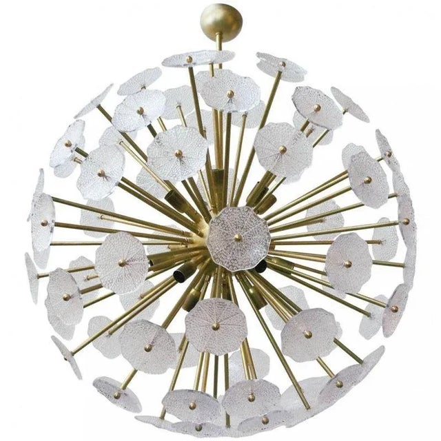 Glass Italian Sputnik Chandelier W/ Clear Murano Glass, 1960s For Sale - Image 7 of 7