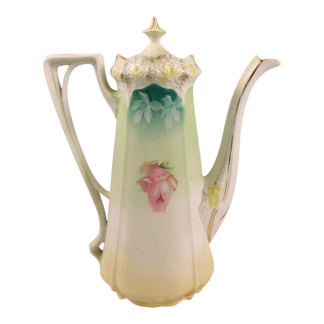 1920s Unmarked Floral Chocolate Pot For Sale