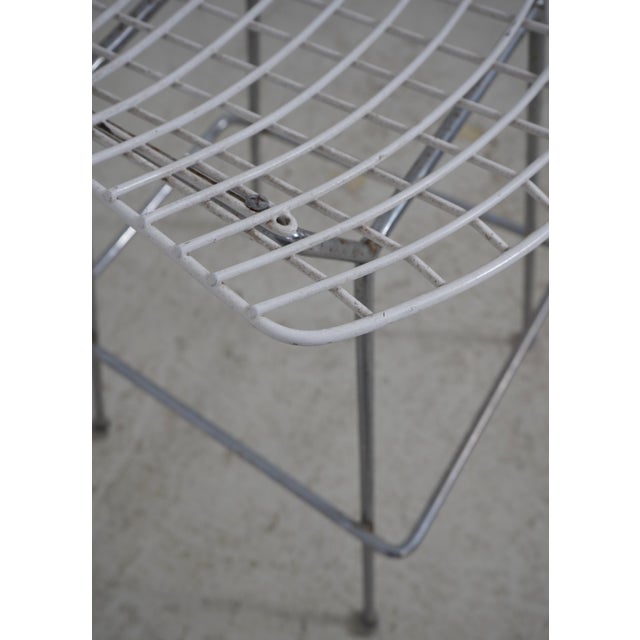 Metal Harry Bertoia for Knoll Pair of White Wire Frame Bar Stools For Sale - Image 7 of 18