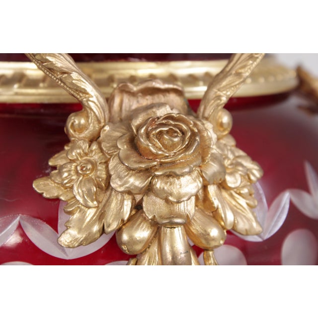 Pair Palatial Bohemian Cut to Clear Crystal Bronze Urns For Sale - Image 11 of 18