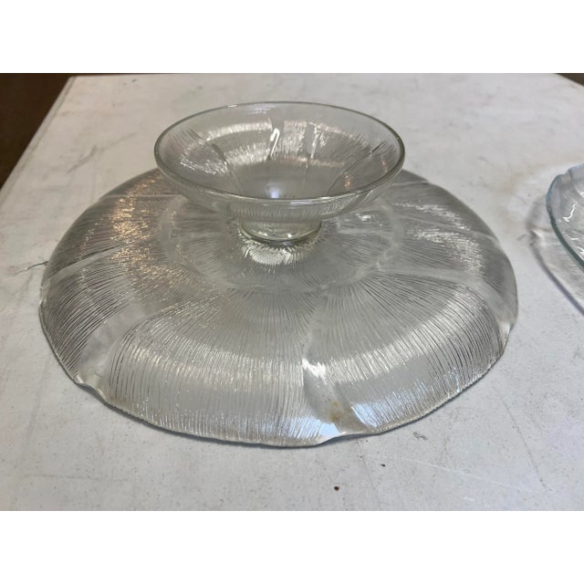 Vintage French Floral Glass Cake Stand & Pie Plate- Set of 2 For Sale In West Palm - Image 6 of 8