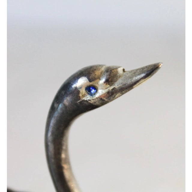 Silver Vintage Silver-Plated Metal Swan Ring Holder / Trinket Dish For Sale - Image 8 of 10