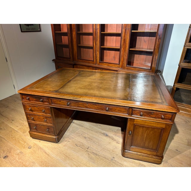 Large Victorian Partners Desk in Mahogany For Sale - Image 11 of 14