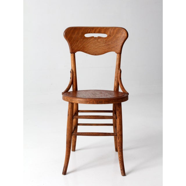 American Antique Arts & Crafts Oak Side Chair For Sale - Image 3 of 17
