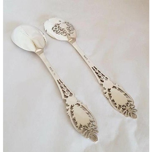 Antique George V Sterling Silver Serving Set by Josiah Williams & Co, 1930, Set of 2 For Sale - Image 4 of 14