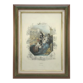 19th-Century Spanish “La Fiesta De Los Toros” Hand-Colored Engraving, Framed For Sale
