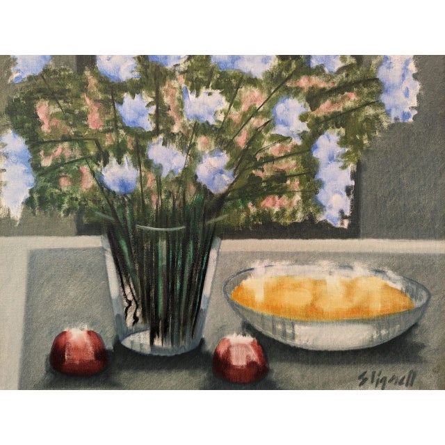 Mid-Century Modern Swedish "Ethereal Still Life" Vintage Still Life Oil Painting, Framed For Sale - Image 10 of 11