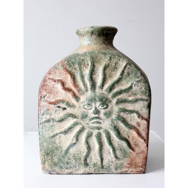 Vintage Cement Sun and Moon Vase Sculpture For Sale - Image 10 of 17