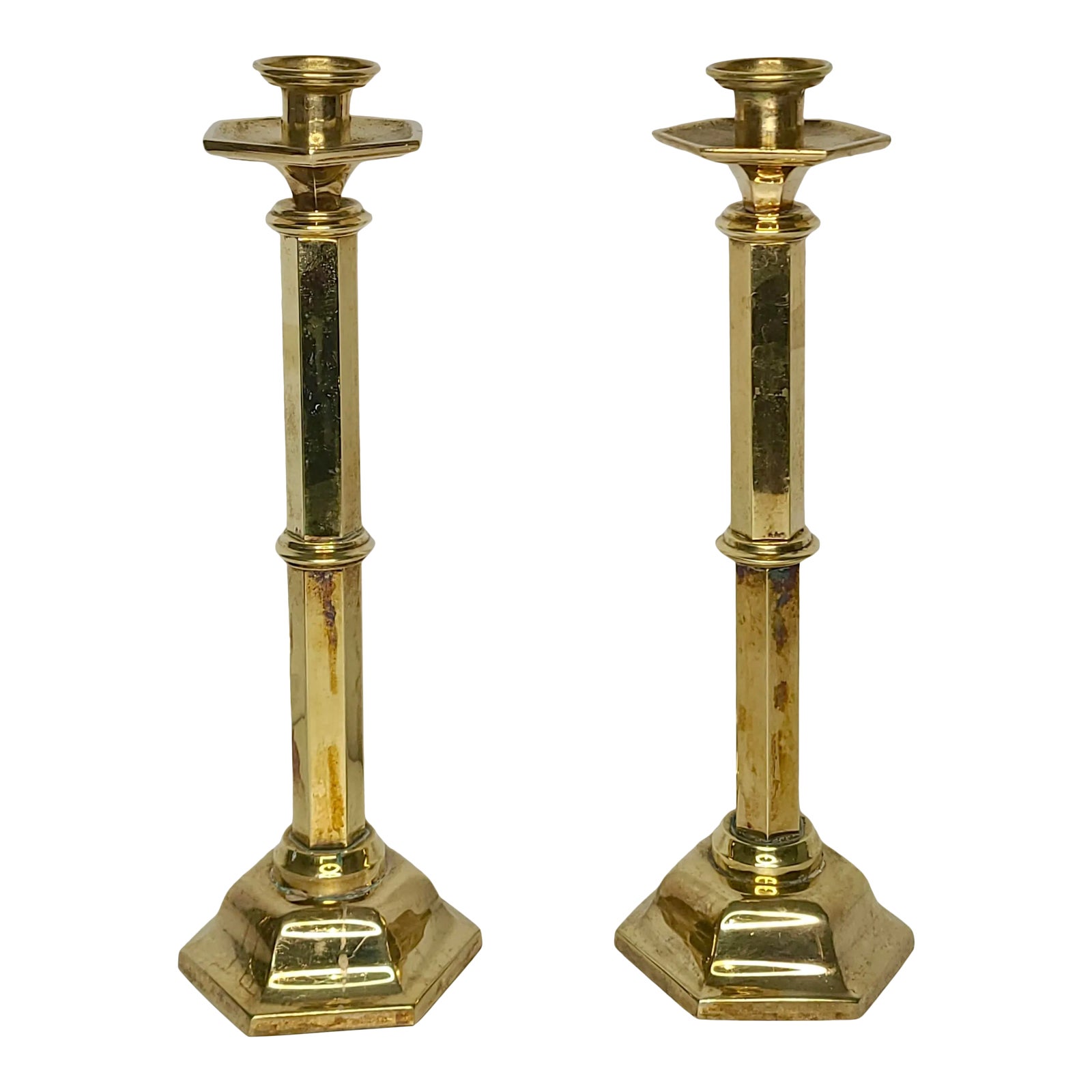 1920s Art Deco Brass Candlesticks