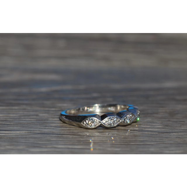 Contemporary The Walnut Creek: Antique Platinum Stackable Band Set with Diamonds For Sale - Image 3 of 10