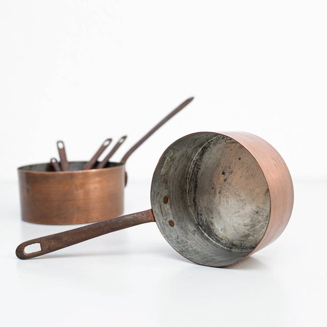 Metal Vintage Spanish Brass Pots, 1950, Set of 6 For Sale - Image 7 of 16