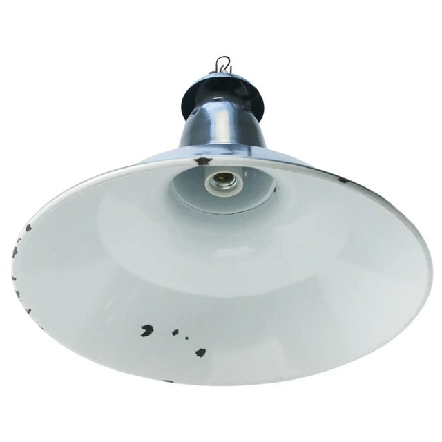 Industrial Vintage Industrial French Blue Black Enamel Pendant Lights For Sale - Image 3 of 5