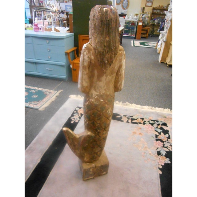 Vintage Carved Wood Mermaid Sculpture Chairish