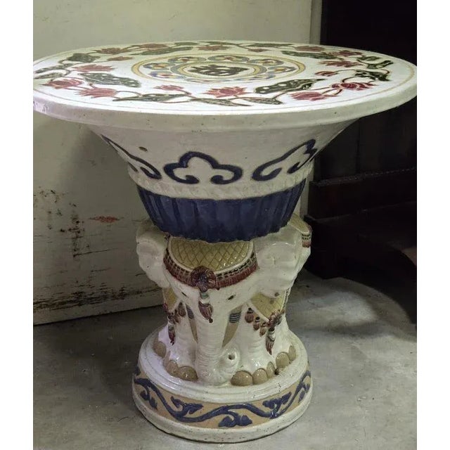 Asian Elephant Table in Ceramic For Sale - Image 5 of 8
