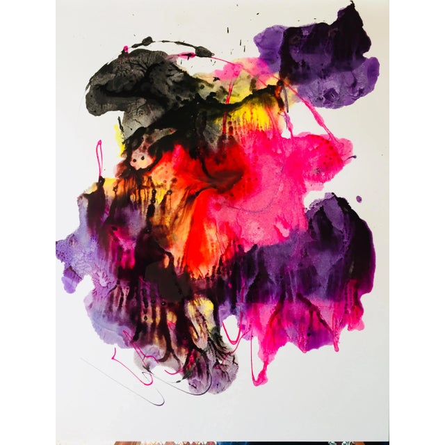 Original Abstract Ink Painting on Paper by Erik Sulander 11 x 14 Unframed "Nebulae Chroma".