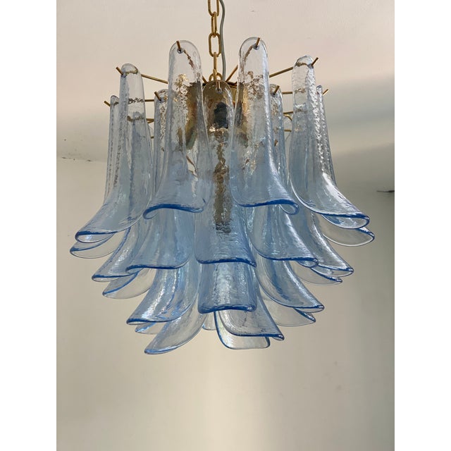 Contemporary Contemporary Blue “Selle” Murano Glass Chandelier For Sale - Image 3 of 13